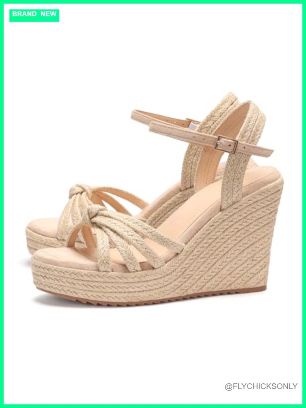 Natural Raffia Espadrille Wedge Sandals Ankle Strap Open Toe
